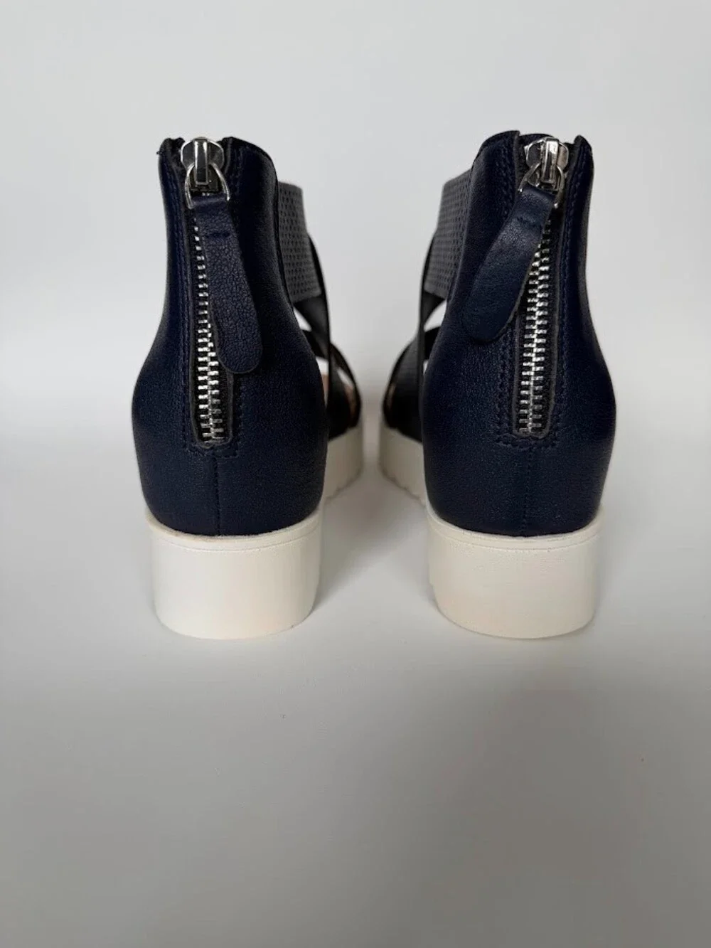 Steven Natural Comfort Kea Navy Leather Platform Wedge Sandals NC-KEA Size 6